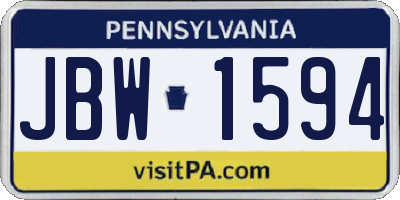 PA license plate JBW1594
