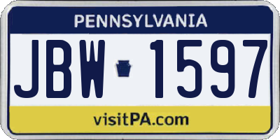 PA license plate JBW1597