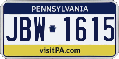 PA license plate JBW1615