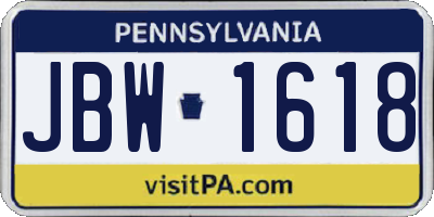 PA license plate JBW1618