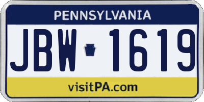 PA license plate JBW1619