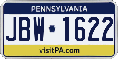 PA license plate JBW1622