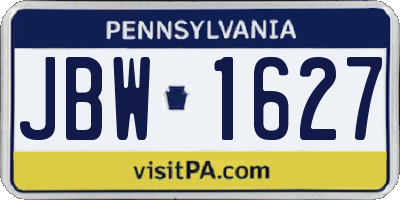 PA license plate JBW1627