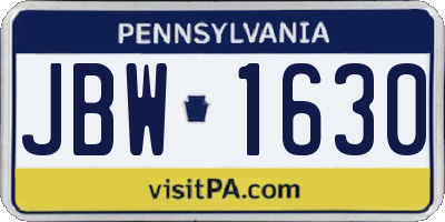 PA license plate JBW1630
