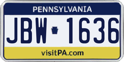 PA license plate JBW1636