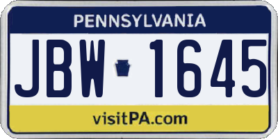 PA license plate JBW1645