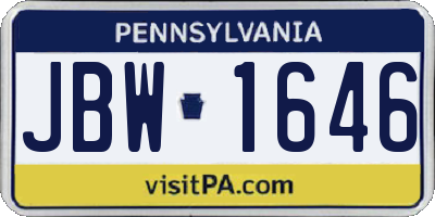 PA license plate JBW1646