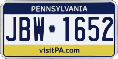 PA license plate JBW1652