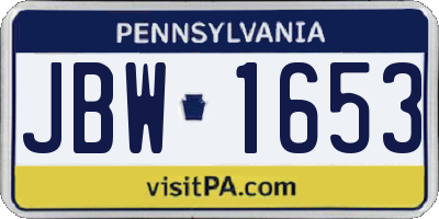 PA license plate JBW1653