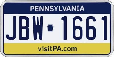 PA license plate JBW1661