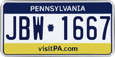 PA license plate JBW1667