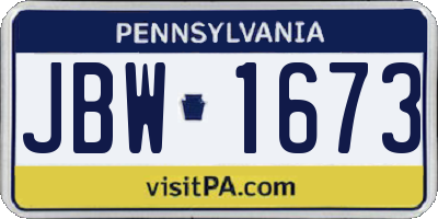 PA license plate JBW1673