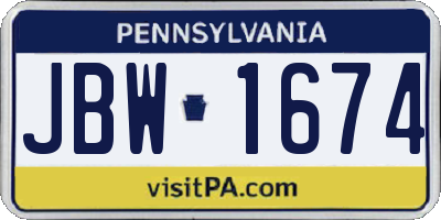 PA license plate JBW1674