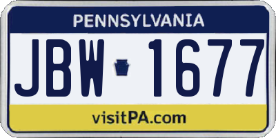 PA license plate JBW1677