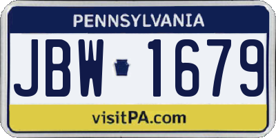 PA license plate JBW1679
