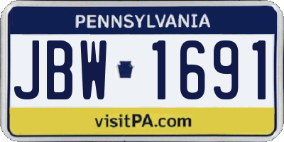 PA license plate JBW1691