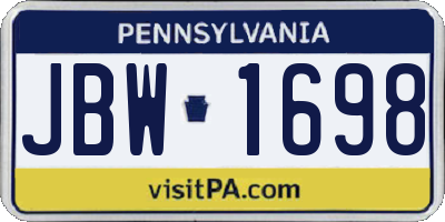 PA license plate JBW1698