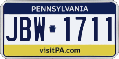 PA license plate JBW1711