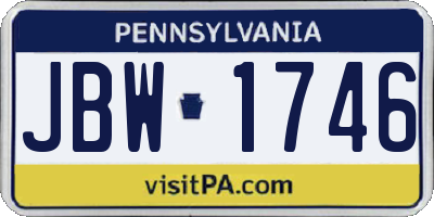 PA license plate JBW1746