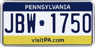 PA license plate JBW1750