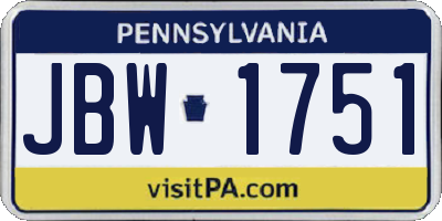 PA license plate JBW1751