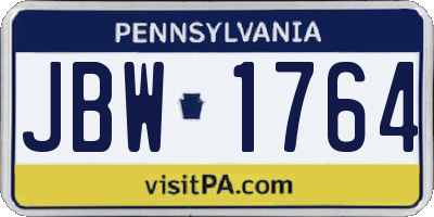 PA license plate JBW1764