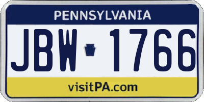 PA license plate JBW1766