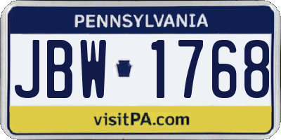 PA license plate JBW1768