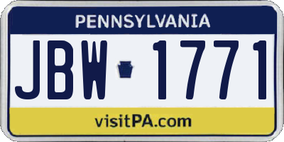 PA license plate JBW1771
