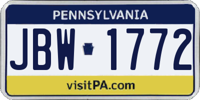 PA license plate JBW1772