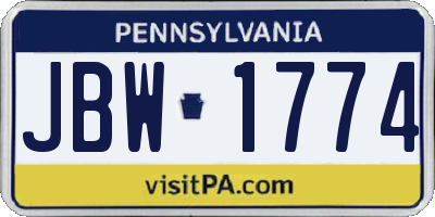 PA license plate JBW1774