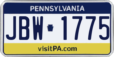 PA license plate JBW1775