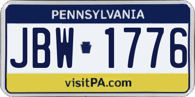 PA license plate JBW1776