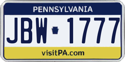 PA license plate JBW1777