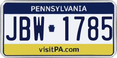 PA license plate JBW1785