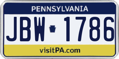 PA license plate JBW1786