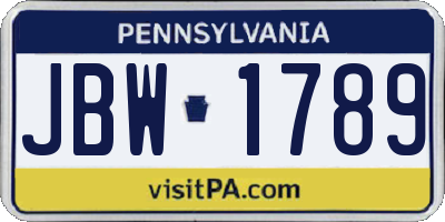 PA license plate JBW1789