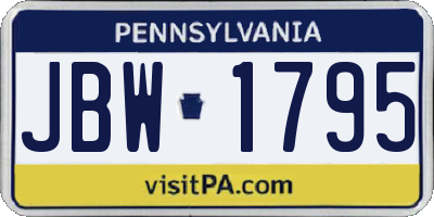 PA license plate JBW1795
