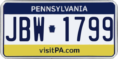 PA license plate JBW1799