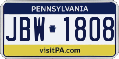 PA license plate JBW1808