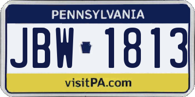 PA license plate JBW1813