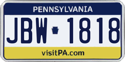 PA license plate JBW1818