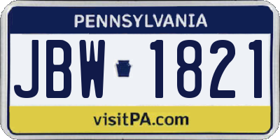 PA license plate JBW1821