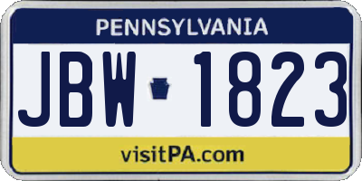 PA license plate JBW1823