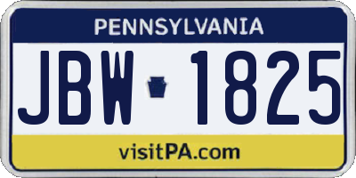 PA license plate JBW1825