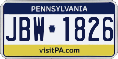 PA license plate JBW1826