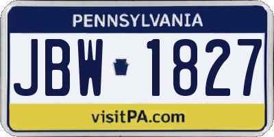 PA license plate JBW1827