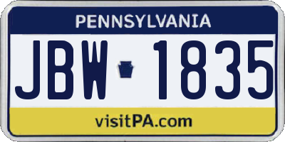 PA license plate JBW1835