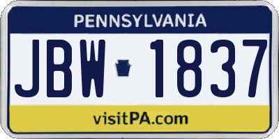 PA license plate JBW1837