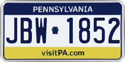 PA license plate JBW1852
